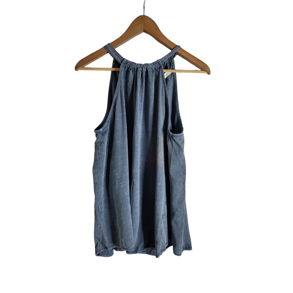 Mustard Seed Blue Halter Neck Tie Back Sleeveless Blouse Top 
M Coastal Casual